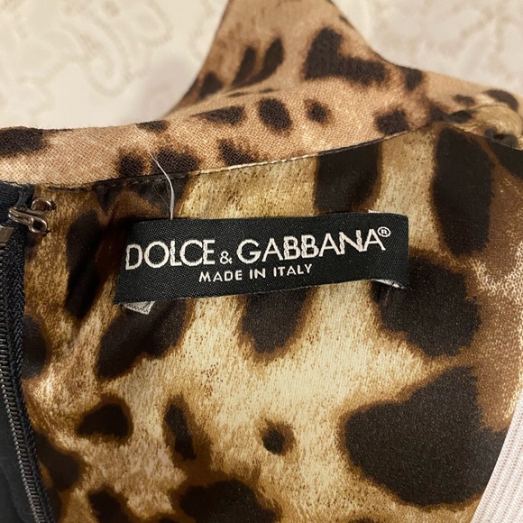 Dolce & Gabbana Long sleeve black with Leopard Trim Cady Dress, size 42, US 4-6 - Picture 12 of 16